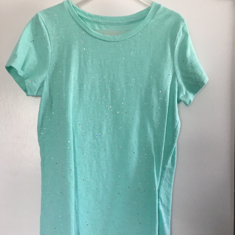 Cute glitter teal blue shirt